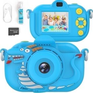 NEW ENGUNS Kids / Toddler Camera Blue 32MP HD Digital Camera Toy 32GB Card